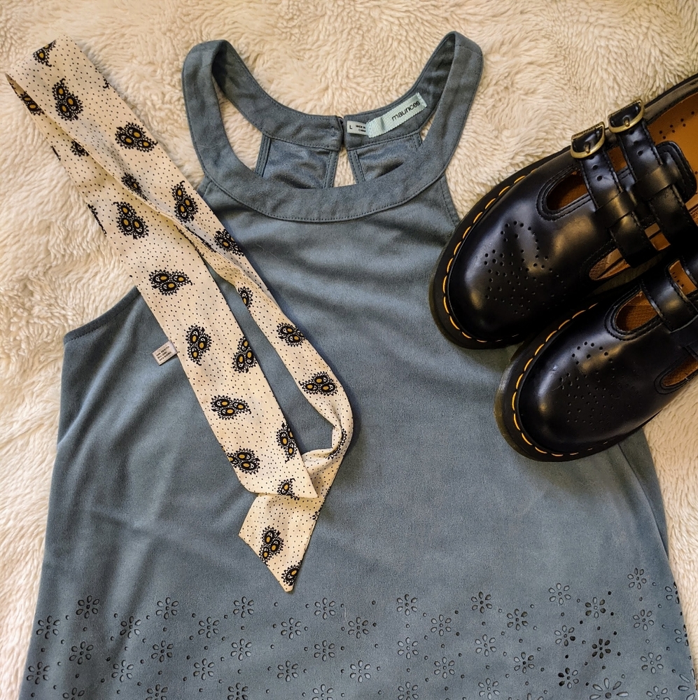 Cute! Blue Faux Suede Halter Top